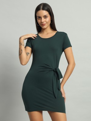 ND&R Women Bodycon Dark Green Dress