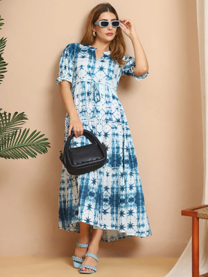 FabFinds Women A-line Multicolor Maxi/Full Length Dress