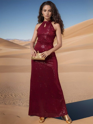 Roadster Women Gown Maroon Maxi/Full Length Dress