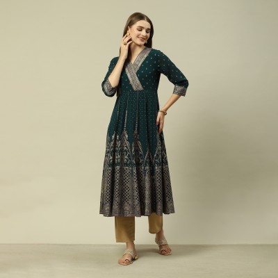 RANGRITI Women Fit and Flare Green Dress