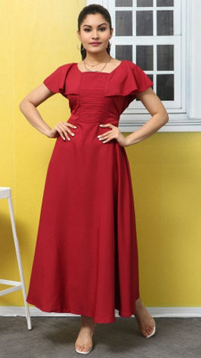 Vstylefashion Women Maxi Red Ankle Length Dress