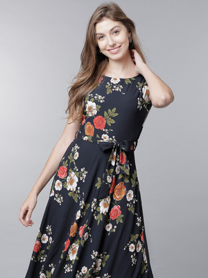 Tokyo Talkies Women Maxi Black Full Length Dress