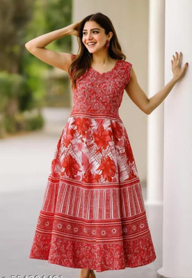 Dream of style Women Maxi Multicolor Midi/Calf Length Dress