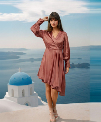 KOTTY Women Fit and Flare Brown Above Knee/Mid Thigh Length Dress