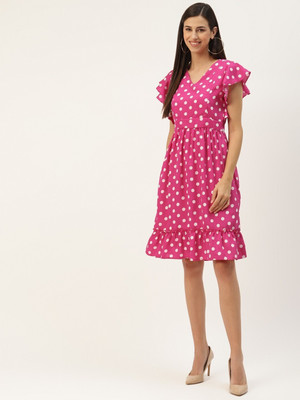 BRINNS Women A-line Pink Knee Length Dress