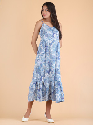 vechii Women Maxi Blue Midi/Calf Length Dress