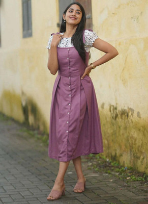 sadhnazon Women A-line Multicolor Midi/Calf Length Dress