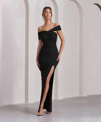 Traquila Women Bodycon Black Maxi/Full Length Dress