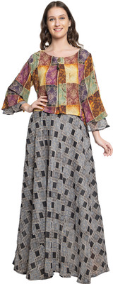 Elthia Women Gown Grey Maxi/Full Length Dress