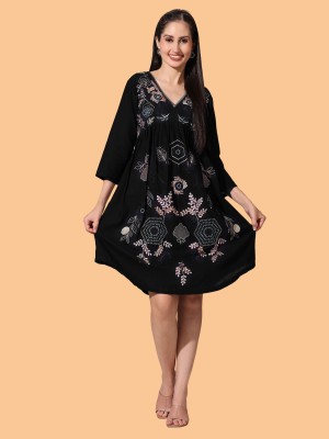 DharmHouse Women Empire Waist Black Dress