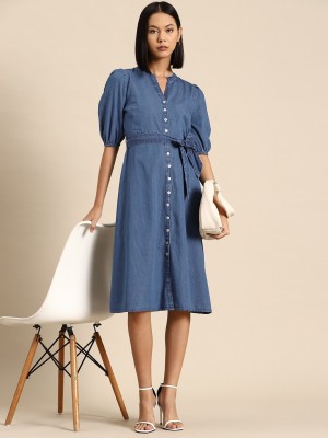 all about you Women A-line Blue Dress