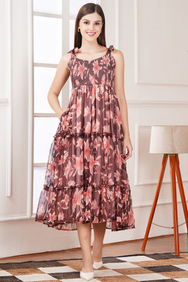 kASHVIcLOTH Women Maxi Brown Full Length Dress