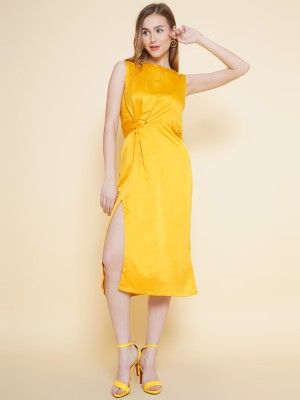 KATLINE Women A-line Yellow Dress