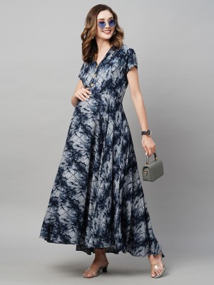 MomToBe Women Fit and Flare Dark Blue Dress