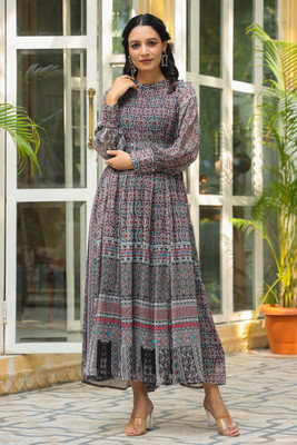 Juniper Women A-line Multicolor Midi/Calf Length Dress