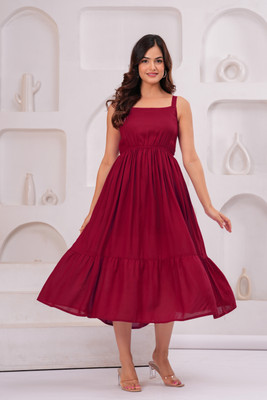 kapdasthan Women Maxi Maroon Full Length Dress