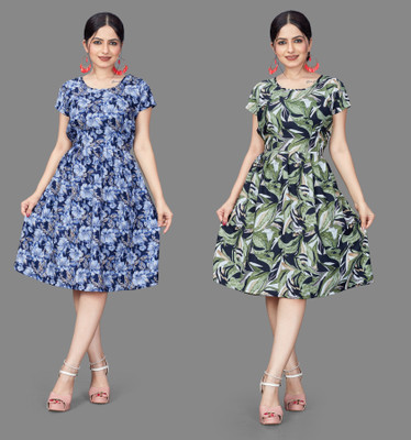 Khushi Fab Women Fit and Flare Multicolor Mini/Short Dress