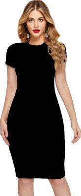 Maheshvi Women Bodycon Black Knee Length Dress