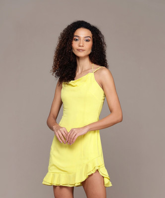bebe Women A-line Yellow Mini/Short Dress