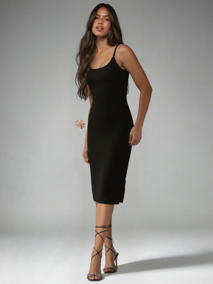 Dressberry Women Bodycon Black Below Knee Dress