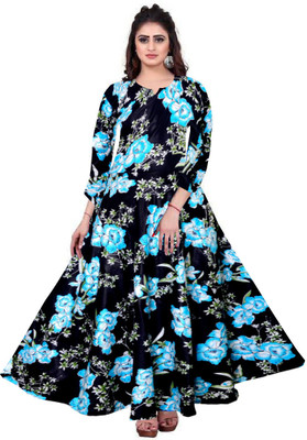 Shunit creation Women Fit and Flare Multicolor Maxi/Full Length Dress