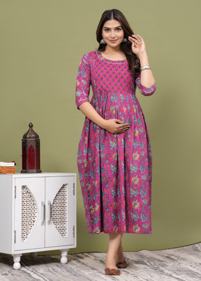 BHAGWATI TEXTILES Women A-line Multicolor Midi/Calf Length Dress