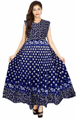 RADHA RANI COLLECTION Women A-line Multicolor Maxi/Full Length Dress