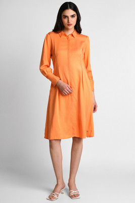 Allen Solly Women A-line Orange Knee Length Dress