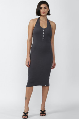 FOREVER 21 Women A-line Grey Midi/Calf Length Dress