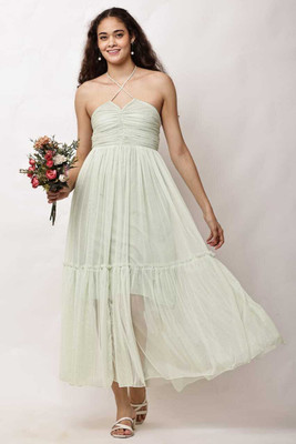 mahi angle fashion Women A-line Green Knee Length Dress