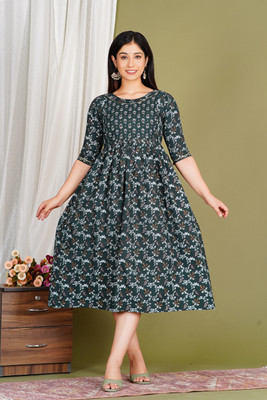NEXTWEAR Women A-line Green Ankle Length Dress