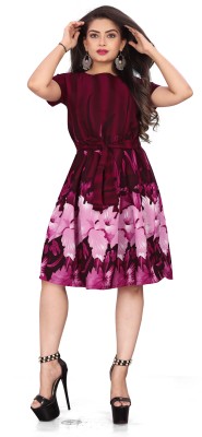 tanvi creation Women Fit and Flare Pink Dress