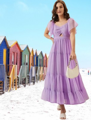 richapparel Women Maxi Purple Dress