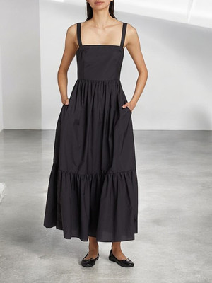 Styvibe Women Fit and Flare Blue Below Knee Dress