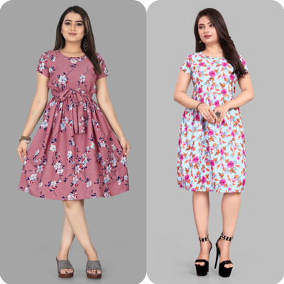Khushi Fab Women Maxi Light Blue Knee Length Dress