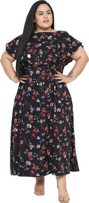 indietoga Women Fit and Flare Black Maxi/Full Length Dress