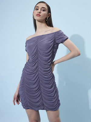 ATHENA Women Bodycon Purple Above Knee/Mid Thigh Length Dress