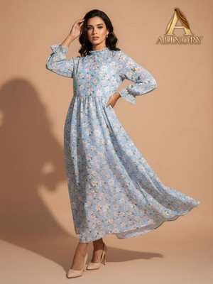 ALIXORY Women Maxi Blue Full Length Dress