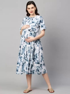 SupBir Women Gown Blue Ankle Length Dress