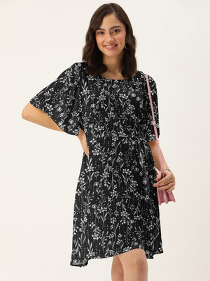 Dressberry Women A-line Black Above Knee/Mid Thigh Length Dress