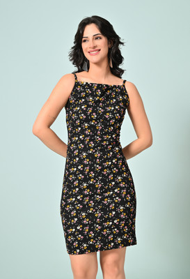 IUGA Women Bodycon Black, Yellow Mini/Short Dress