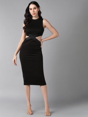 saffe Women Bodycon Black Dress