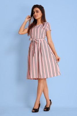 Gurudev Fashiion Women Fit and Flare White Knee Length Dress