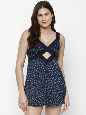 American Eagle Outfitters Women Drop Waist Dark Blue, White Dress