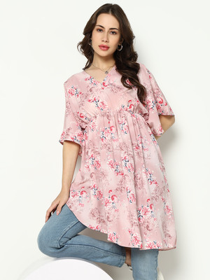 SHOWOFFFF Women Fit and Flare Pink Above Knee/Mid Thigh Length Dress