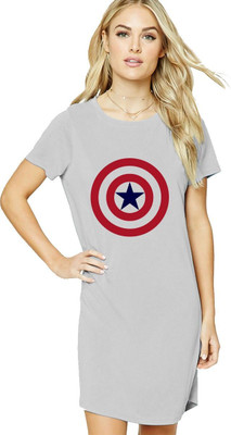 HouseOfCommon Women T Shirt Grey Above Knee/Mid Thigh Length Dress
