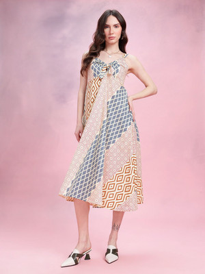 Dressberry Women A-line Multicolor Midi/Calf Length Dress