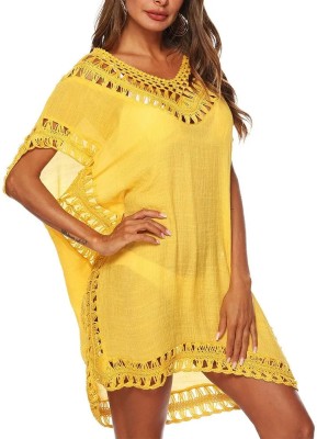 LYXAR Women Wrap Yellow Dress