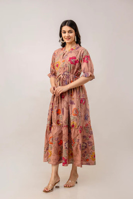 FabFinds Women A-line Multicolor Maxi/Full Length Dress