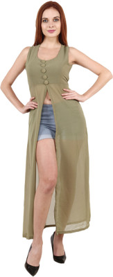 Shyammc Women Fit and Flare Green Maxi/Full Length Dress